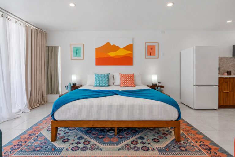 Blue condo king bed