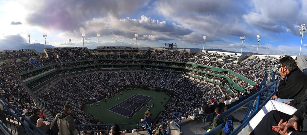 Stadium 1 at the Indian Wells Tennis Garden during the BNP Paribas Open