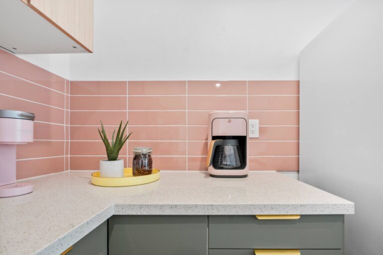 Pink condo coffee station