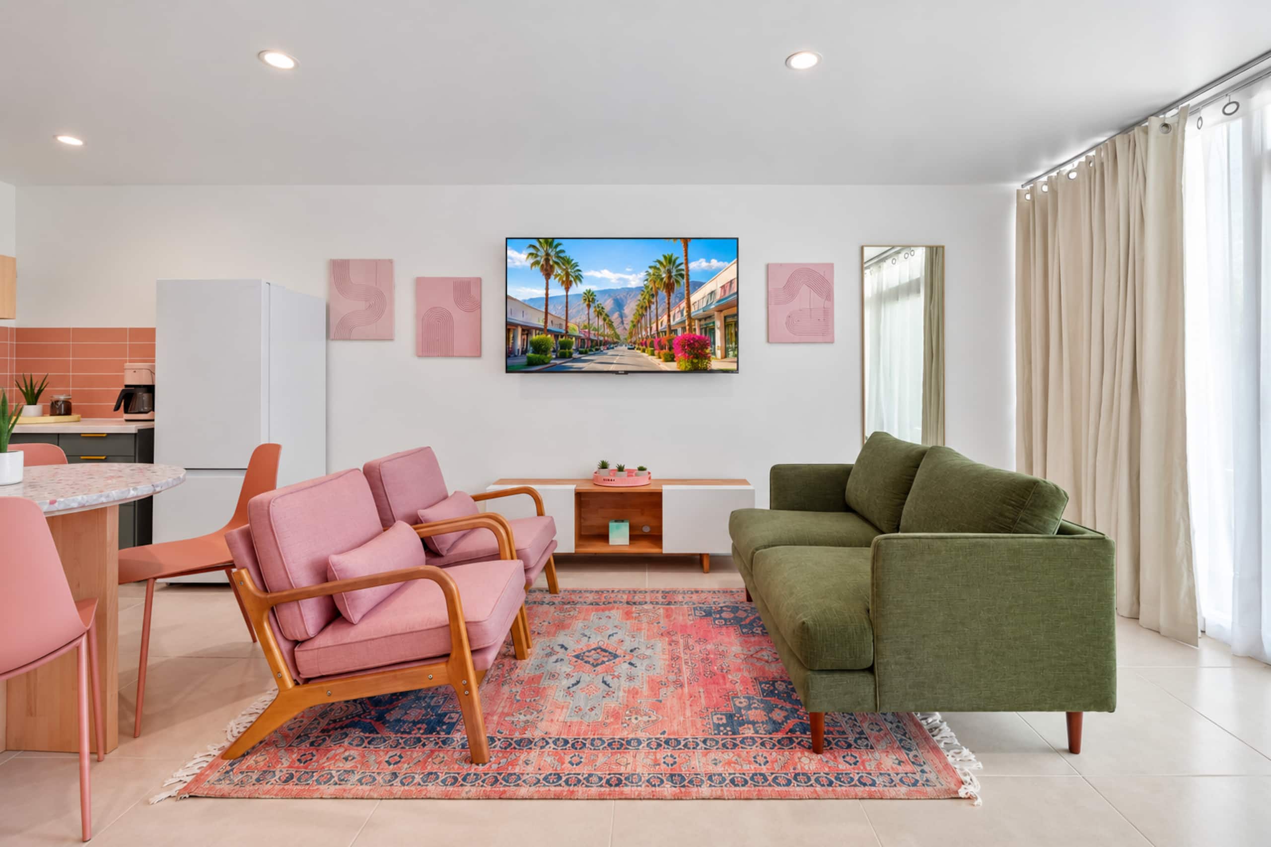 Pink condo living room, Palm Desert