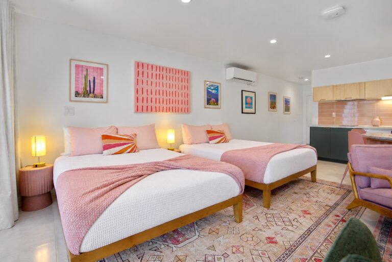 Pink condo two queen beds