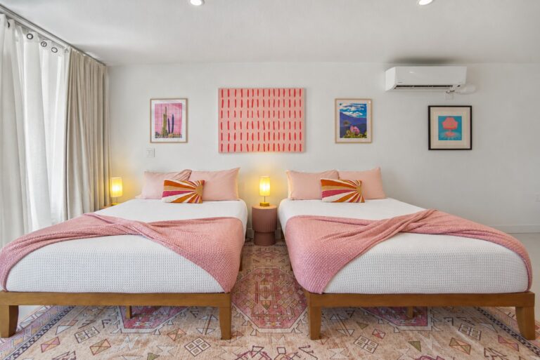 Pink condo two queen beds